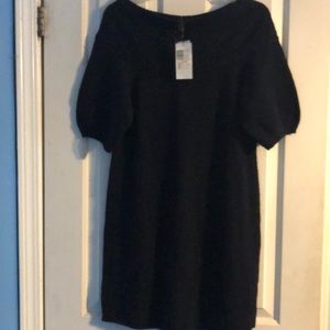 Navy Wool Short-Sleeved Dress